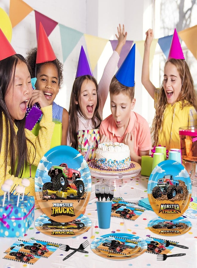 BQK 96 Pcs Monster Truck Plates and Napkins - Monster Truck Birthday Decorations and Party Supplies - Image 3